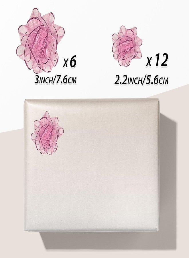 Capesaro 18 Pcs Gift Bows Assortment - Mini Gift Bows Pink for Decorate Gift Packaging, Stick Bows for Birthday Christmas, Graduation, Wedding Gift Wrap Decorations 2 Size 3 inch/7.6cm 2.2 inch/5.6cm - Image 2